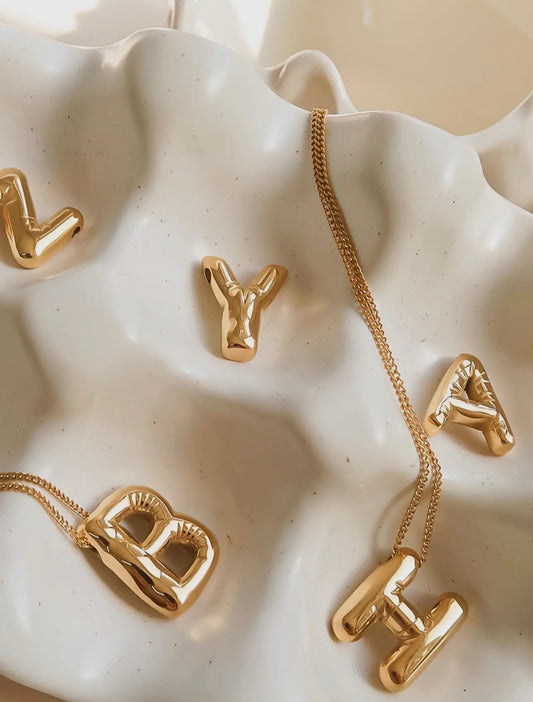 Hayes 18K Gold Non-Tarnish Balloon Alphabet Necklace