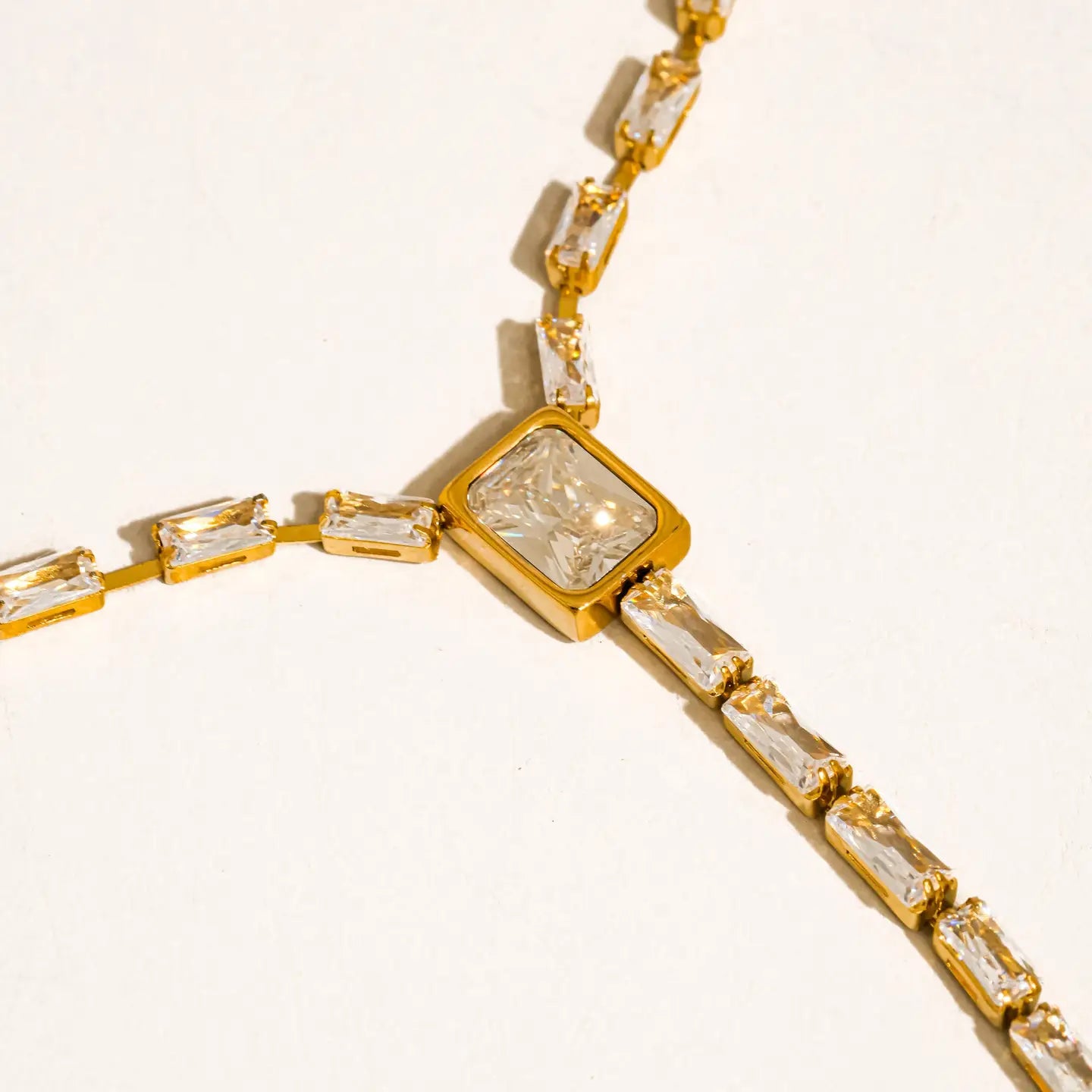Cieline 18K Gold Non-Tarnish Cz Lariat Necklace