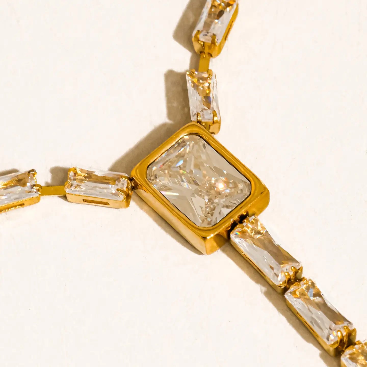 Cieline 18K Gold Non-Tarnish Cz Lariat Necklace