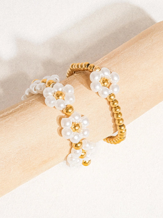 Rae 18K Gold Non-Tarnish Duo Floral Ring