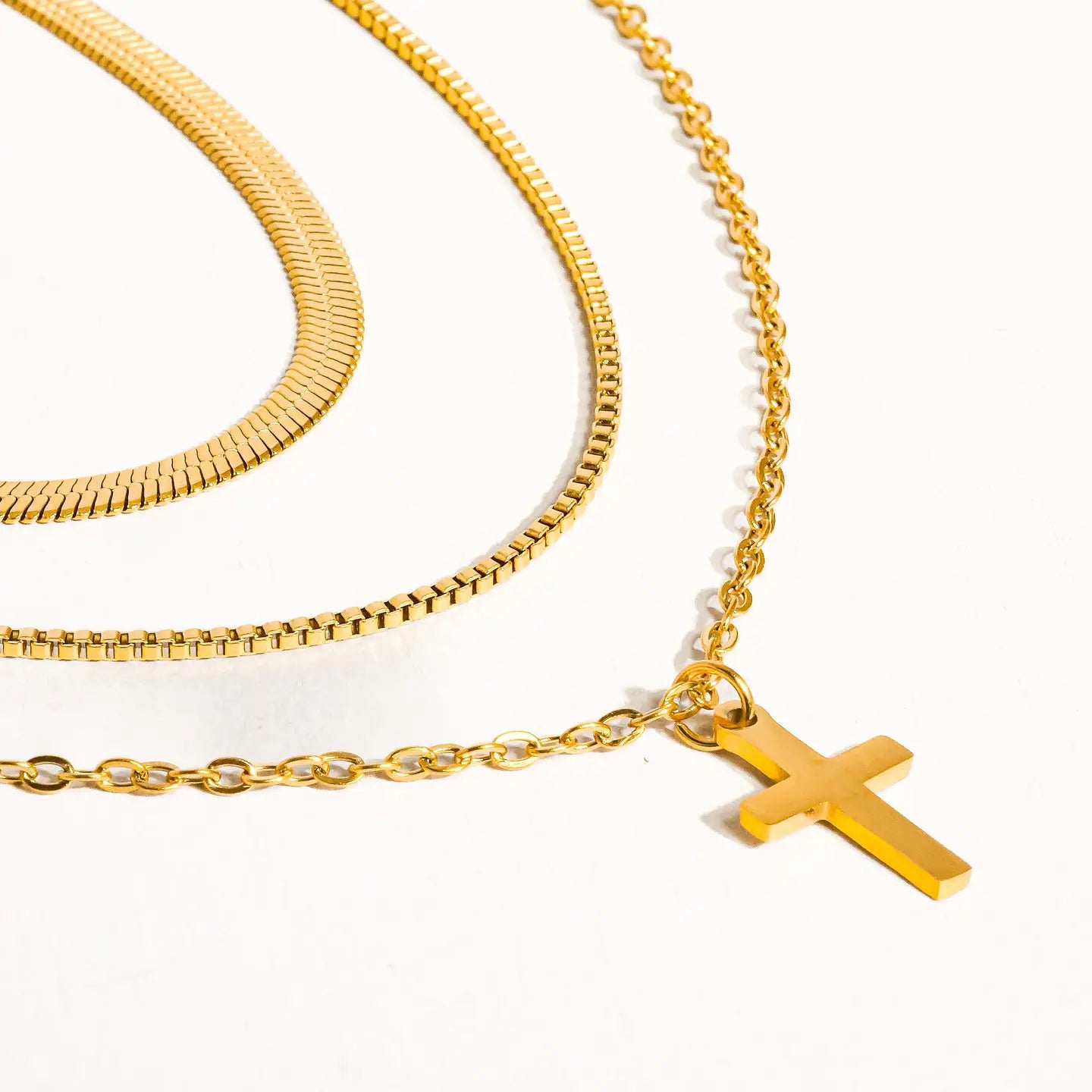 Georgine 18K Gold Non-Tarnish Layered Cross Necklace