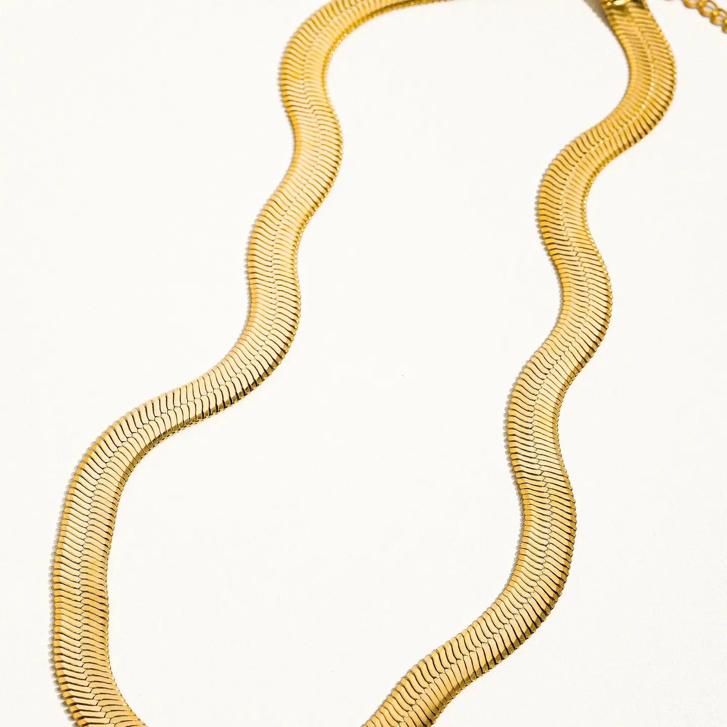 Juliana 18K Gold Non-Tarnish Flat Bold Snake Chain Necklace