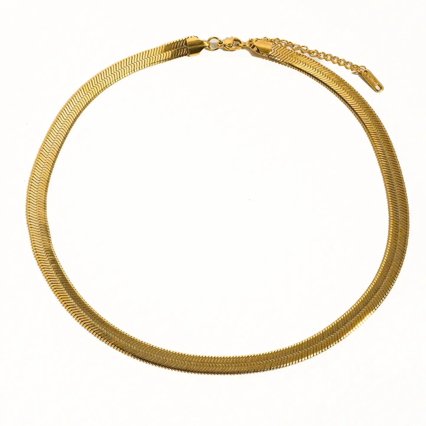 Juliana 18K Gold Non-Tarnish Flat Bold Snake Chain Necklace